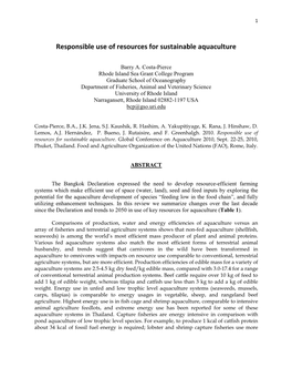 Sustainable Ecological Aquaculture Systems: the Need for a New Social Contract for Aquaculture Development