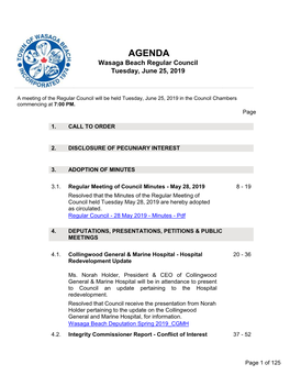 Regular Council Tuesday, June 25, 2019