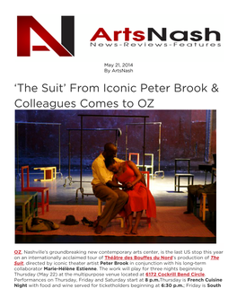 The Suit’ from Iconic Peter Brook & Colleagues Comes to OZ