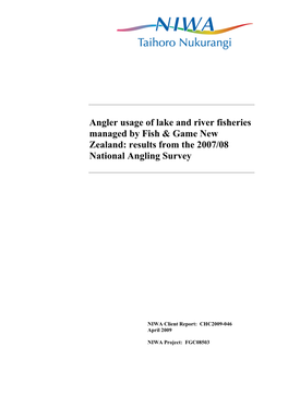 Results from the 2007/08 National Angling Survey