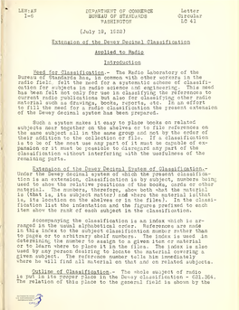 Extension of the Dewey Decimal Classification Applied