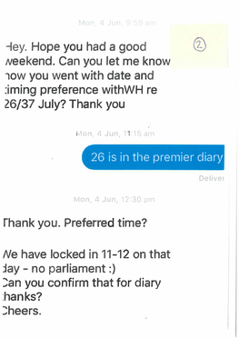 Correspondence Between the Premier's Office and Cricket