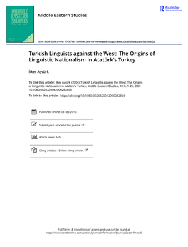 The Origins of Linguistic Nationalism in Atatürk's Turkey