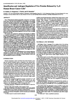 Identification and Androgen Regulation of Two Proteins Released by T47D Human Breast Cancer Cells1