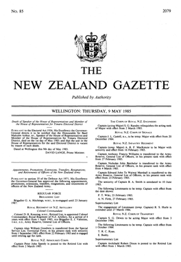 NEW ZEALAND GAZETTE Published by Authority