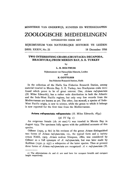 Zoologische Mededelingen