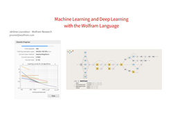 Machine Learning and Deep Learning with the Wolfram Language Jérôme Louradour - Wolfram Research Jeromel@Wolfram.Com 2 2018-10-13 Aiukraine.Nb