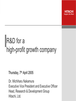 R&D for a High-Profit Growth Company