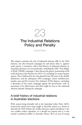 The Industrial Relations Policy and Penalty David Peetz