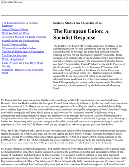 The European Union: a Socialist Response