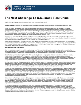 The Next Challenge to US-Israeli Ties