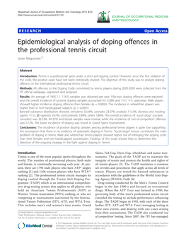 Epidemiological Analysis of Doping Offences in the Professional Tennis Circuit Javier Maquirriain1,2