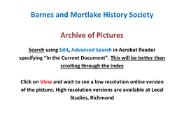 Barnes and Mortlake History Society Archive of Pictures