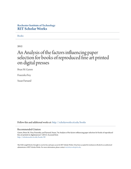 An Analysis of the Factors Influencing Paper Selection for Books of Reproduced Fine Art Printed on Digital Presses