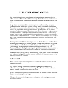 Public Relations Manual