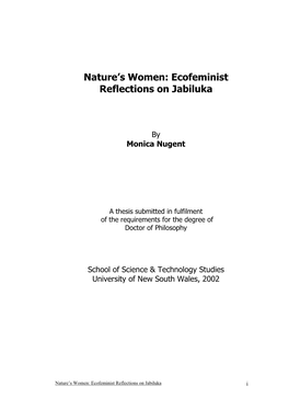 Nature's Women: Ecofeminist Reflections on Jabiluka