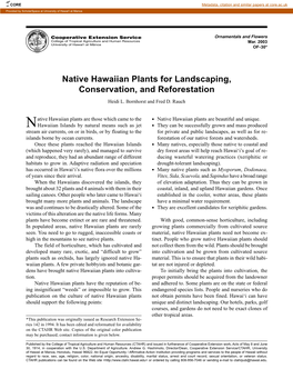 Native Hawaiian Plants for Landscaping, Conservation, and Reforestation