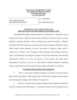 Amended Class Action Complaint for Violations of the Federal Securities Laws