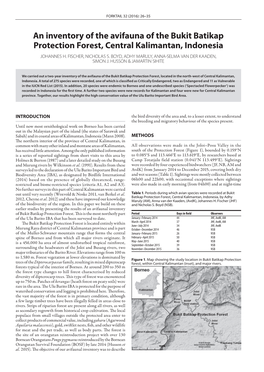 An Inventory of the Avifauna of the Bukit Batikap Protection Forest, Central Kalimantan, Indonesia JOHANNES H