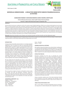 Boswellia Serrata Roxb. – a Bioactive Herb with Various Pharmacological Activities