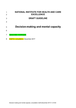 Decision-Making and Mental Capacity