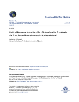 Political Discourse in the Republic of Ireland and Its Function in the Troubles and Peace Process in Northern Ireland