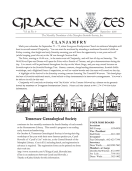 C L a N J a M F R Y Tennessee Genealogical Society