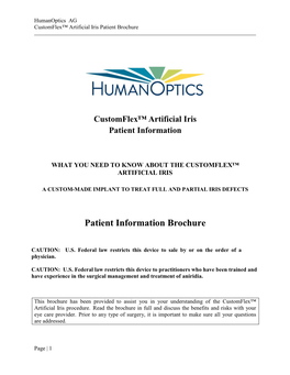 Customflex™ Artificial Iris Patient Information