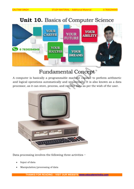 Unit 10. Basics of Computer Science Fundamental Concept