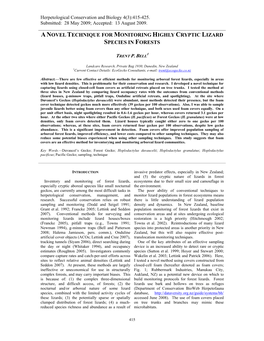 Anovel Technique for Monitoring Highly Cryptic Lizard Species in Forests