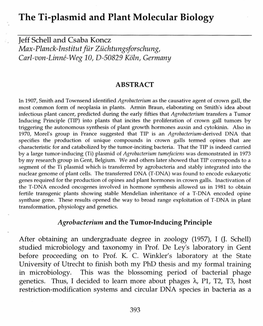 The Ti-Plasmid and Plant Molecular Biology