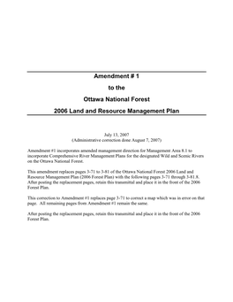 Amendment 1, Wild & Scenic River Comprehensive Management Plan