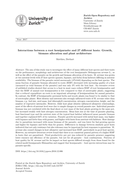 Interactions Between a Root Hemiparasite and 27 Different Hosts: Growth, Biomass Allocation and Plant Architecture