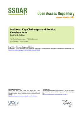 Moldova: Key Challenges and Political Developments Burkhardt, Fabian