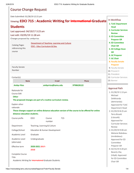 Course Change Request Viewing: EDCI 715