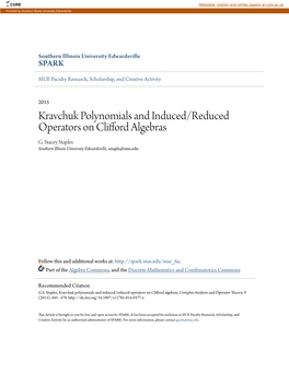 Kravchuk Polynomials and Induced/Reduced Operators on Clifford Algebras G