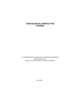 Toxicological Profile for Cyanide