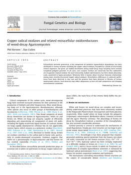 Copper Radical Oxidases and Related Extracellular Oxidoreductases of Wood-Decay Agaricomycetes ⇑ Phil Kersten , Dan Cullen