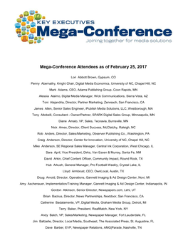 Mega-Conference Attendees As of February 25, 2017