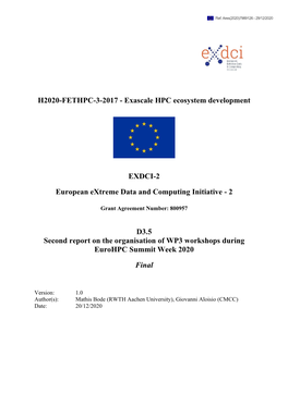 Second Report on the Organisation of WP3 Workshops During Eurohpc Summit Week 2020