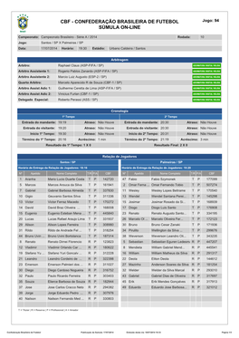 CBF - CONFEDERAÇÃO BRASILEIRA DE FUTEBOL Jogo: 94 SÚMULA ON-LINE