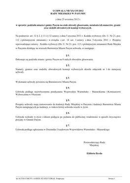 Uchwała Nr XX/135/2012 Z Dnia 25 Września 2012 R