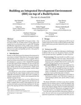 Building an Integrated Development Environment (IDE) on Top of a Build System the Tale of a Haskell IDE