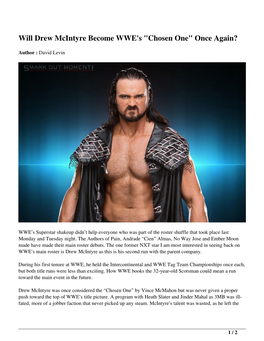 Will Drew Mcintyre Become WWE&#8217