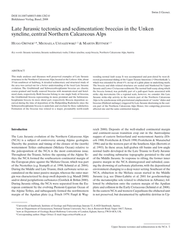 Late Jurassic Tectonics and Sedimentation: Breccias in the Unken Syncline, Central Northern Calcareous Alps