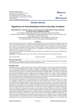 Significance of Actin Bundling Protein in Hearing: an Update