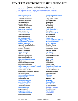 Approved Dicot Tree Replacement List