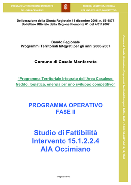 Studio Di Fattibilità Intervento 15.1.2.2.4 AIA Occimiano