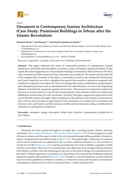 Ornament in Contemporary Iranian Architecture (Case Study: Prominent Buildings in Tehran After the Islamic Revolution)