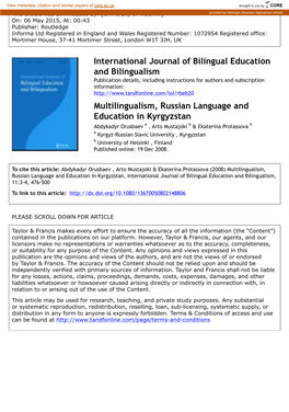 International Journal of Bilingual Education And